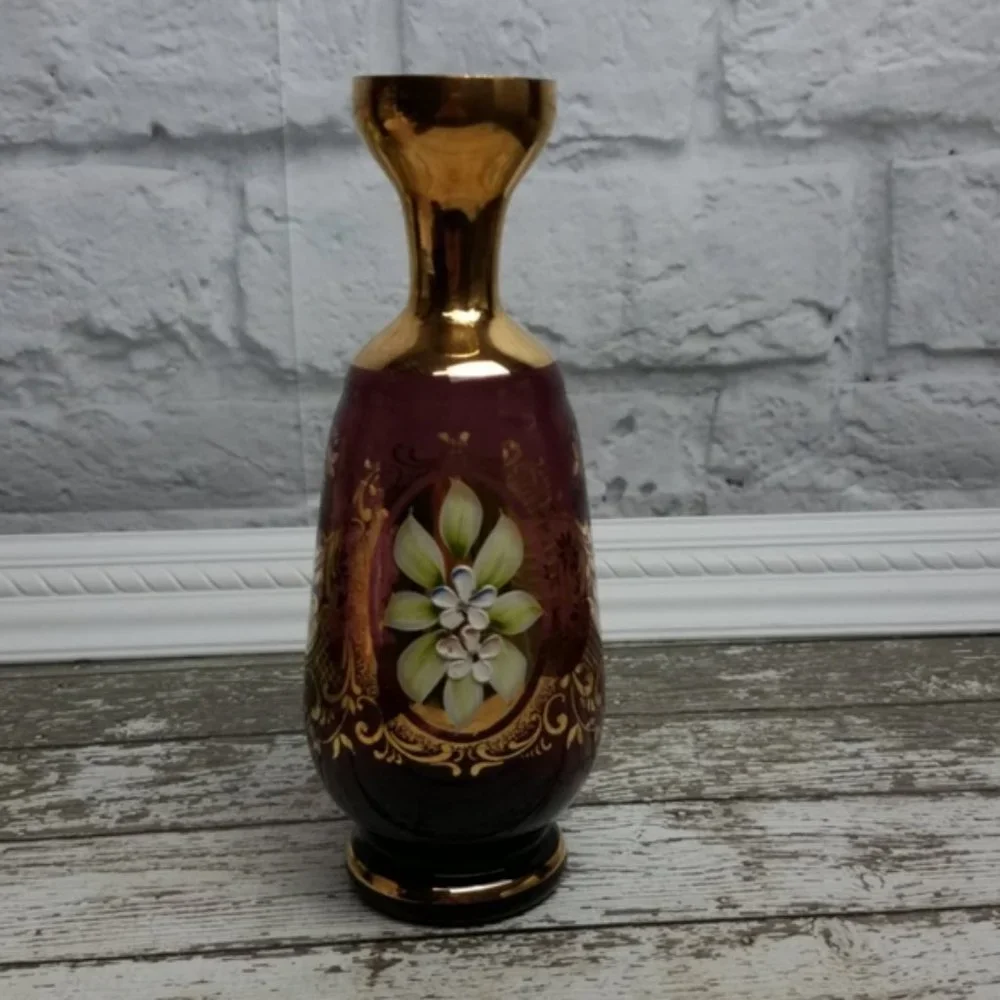 Vintage Purple Amethyst Bohemian Glass Vase - Picture 2 of 6